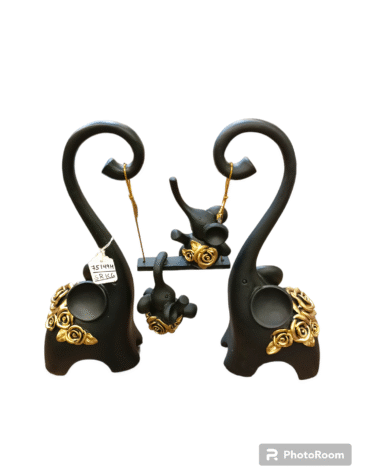 75149H - RESIN 4PC ELEPHANT SHOWPIECE (12PCS)