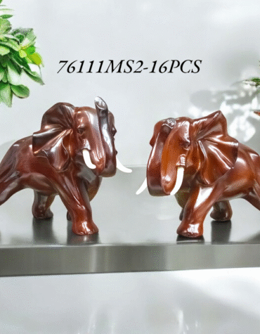 76111M - POLYRESIN 2PC ELEPHANT SHOWPIECE (12PCS)