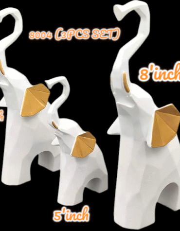 8004 - POLYRESIN 3PC ELEPHANT SHOWPIECE (12PCS)