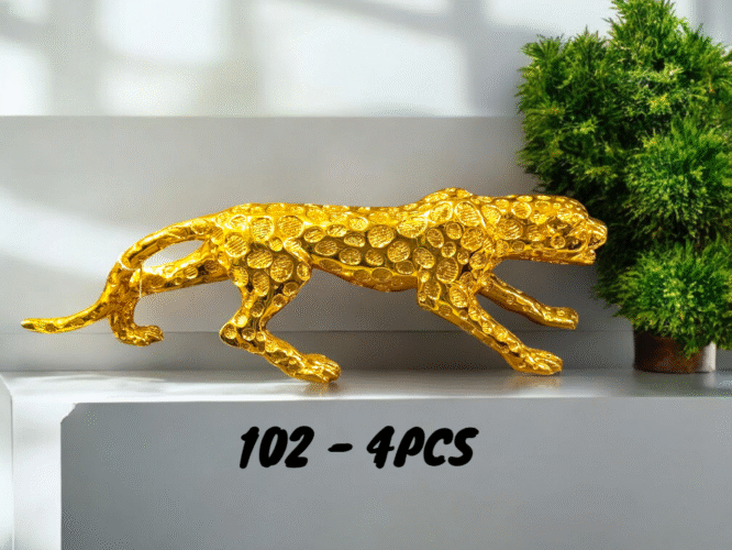 102 - POLYRESIN LEOPARD SHOWPIECE (4PCS)