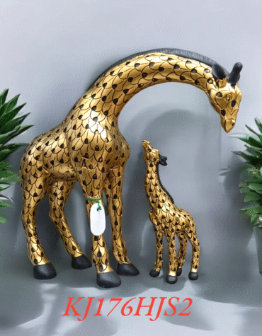 KJ176HJ - POLYRESIN 2PC GIRAFFE SHOWPIECE (12PCS)